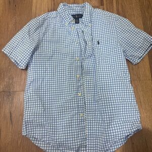 Polo by Ralph Lauren Blue and White Gingham Short-Sleeve Button-Down Shirt